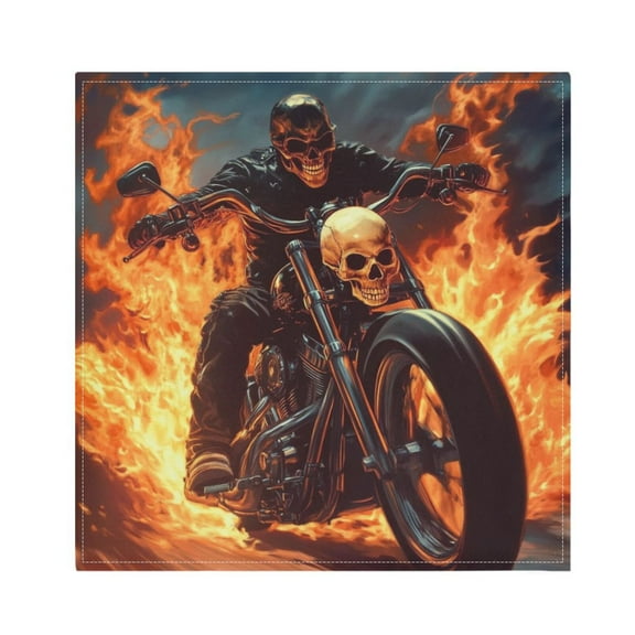 Satin Polyester Napkins - 20x20 InchSingle-Sided Printed Napkins, 1-Piece/4-Piece/6-Piece Set, DIY Personalized Table Setting，Biker
