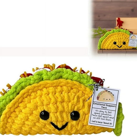 Crochet Doll Small Emotional Support Crochet Mini Taco Cartoon Cute Crochet Doll Taco Plush Cheer Up Toy Knitted Doll