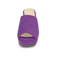 thumbnail image 2 of BLISSFUL STEP Women's Shoes Chunky Platform Open Toe Slides Block Heel Sandals Purple 10, 2 of 8