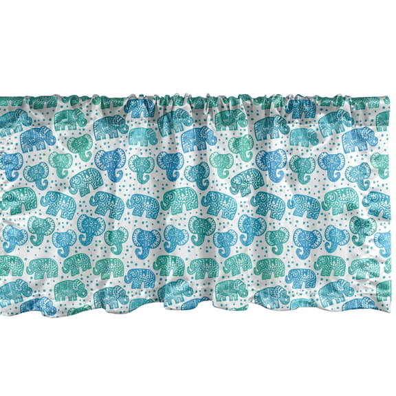 Ambesonne Animal Window Valance, Spots and Animals, 54" X 12", Azure Blue Sea Blue