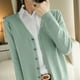 thumbnail image 1 of Cárdigans de manga larga para mujer, prendas de vestir exteriores de punto, suéteres lisos finos para primavera y otoño, prendas de punto con cuello en V, cárdigans de moda coreana 2024, 1 of 3