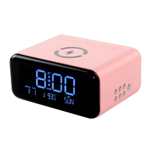Altavoces Bluetooth Inalámbrico Nuevo Reloj de Alarma Inteligente de Pantalla Grande Altavoz Bluetooth Carga Inalámbrica de 10W Luz Nocturna Caliente Trasera Reloj de Alarma con Carga Inalámbrica