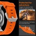 thumbnail image 3 of Compatible for Samsung Galaxy Watch Ultra Bands 47mm (2025/2024) Men Sport Band Durable Armor Military Rugged Silicone Rubber Band with Stainless Steel Metal Connector, Titanium/Orange, 3 of 9