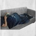 thumbnail image 6 of Night Soft Flannel Fleece Throw Blanket, Majestic Dramatic Sky Clouds and Full Moon over Seascape Calm Tranquil Ocean, Cozy Plush for Indoor and Outdoor Use, 60" x 80", Dark Blue White, by Ambesonne, 6 of 6