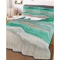 thumbnail image 2 of Green Coastal Summer Quilt Set Twin Size, Soft Microfiber Quilted Bedding Set with 2 Pillow Shams, Summer Beach Nautical Abstract Art Lightweight All Season Bedspread Coverlet for Bedroom 68"x86", 2 of 6