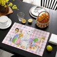 thumbnail image 3 of Easter Placemats Set of 4, Spring Watercolor Bunny Eggs Butterflies Pink Plaid Placemats for Dining Table, Place Mats for Kitchen Tabletop, Waterproof Wipeable Dining Table Mats Set, 3 of 9