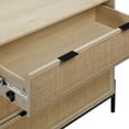 thumbnail image 6 of Nathan James Andrew 3-Drawer Rattan Dresser or Boheminan Living Room Storage Cabinet with Natural Rattan Accent and Metal Legs, Light Oak/Black, 6 of 7