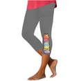 thumbnail image 2 of Aboser Womens Cropped Capri Leggings High Waisted Capris Pants Cute Cat Printed Yoga Pants Stretchy Knee Length Leggings Beach Vacation Tights for Women, 2 of 4