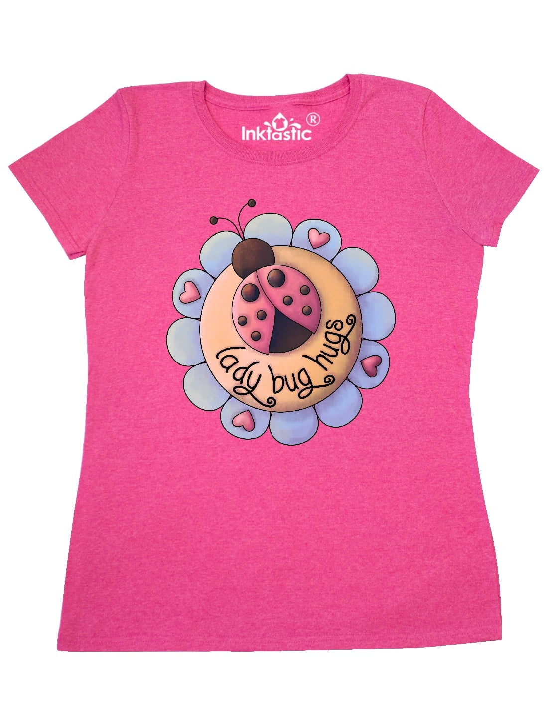 INKtastic - Ladybug Hugs with Flower Women's T-Shirt - Walmart.com ...