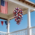 thumbnail image 2 of Dvumao Artificial Hanging Flower Basket, Red White Blue Petunia Flowers, Outdoor and Indoor Decorative Floral Arrange, 2 of 9