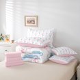 thumbnail image 6 of jejeloiu Watercolor Seahorse Bow 7 Pieces Full Size Bedding Sets For Girls,Delicate Ocean Ribbon Full Size Bed in a Bag,Blue White,Pink Reversible, 6 of 7