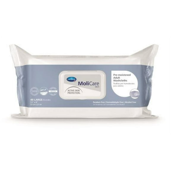 MoliCare Skin Pre-moistened Washcloths, Aloe/Lanolin, Scented, 576 Count