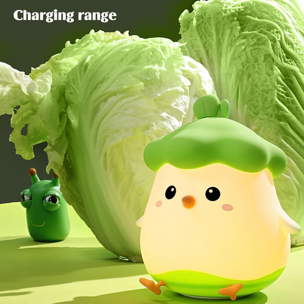 LINLIN Night Light for Kids,Cute Vegetable Chicken Night Lights,USB Rechargeable Kids Lamp,Timing Function,Cute Room Decor,Baby Night Light for Boys Girls Childrens Students Gift