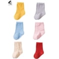 thumbnail image 3 of PULLIMORE 6 Pairs Baby Girls Socks Fleece Lined Anti Slip Crew Sock for Newborn Baby Infant Toddler Kids (0-12 Months, 6 Colors), 3 of 6