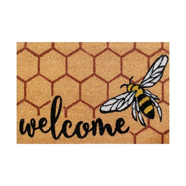 Honeybee Non-Slip Mats and Rugs Outdoor Coir Door Mats Outdoor Door Mats for Front Door Home Decorations Rugs for Kids Playroom Front Door Mat Welcome Mats for Entryway, Porch, 16x24 Inch