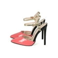 thumbnail image 4 of Women Patent Pointy Toe Two Tone Ankle Cuff Stiletto Pump - 18080, 4 of 6