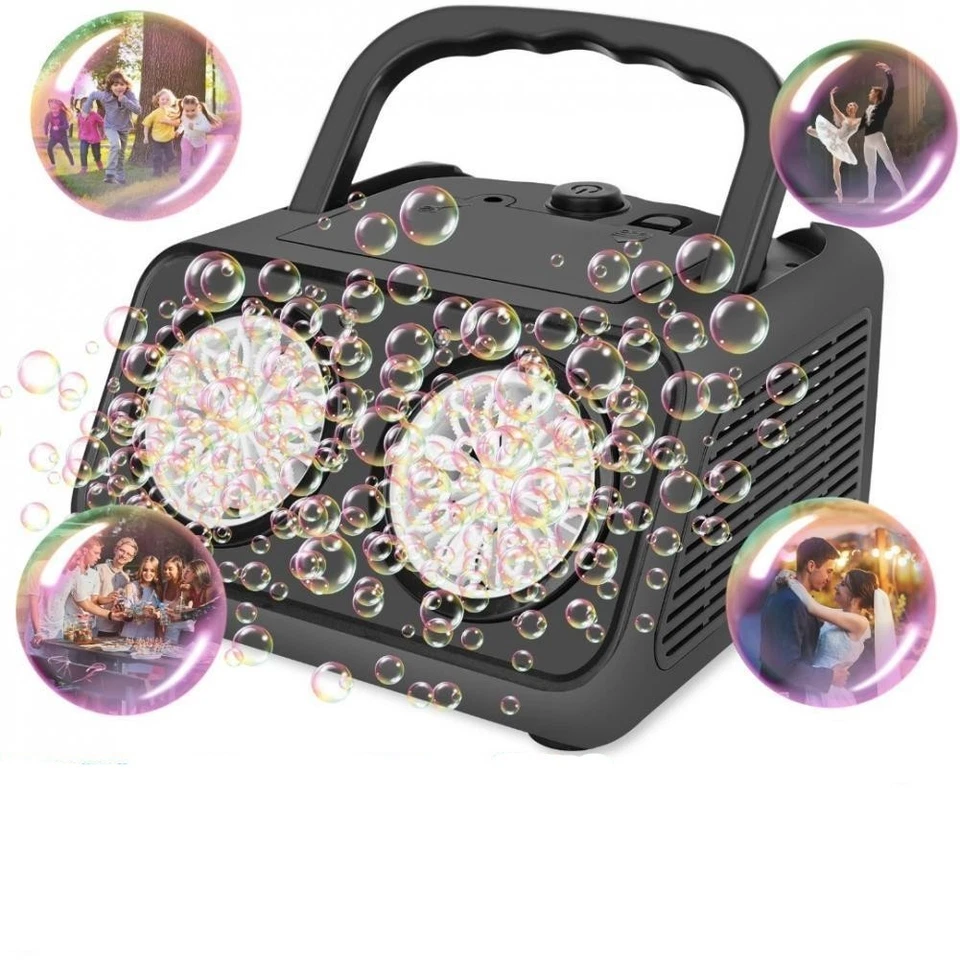 FINE MAKER Modern automatic bubble machine upgraded bubble blower with 2 fans, portable bubble machine