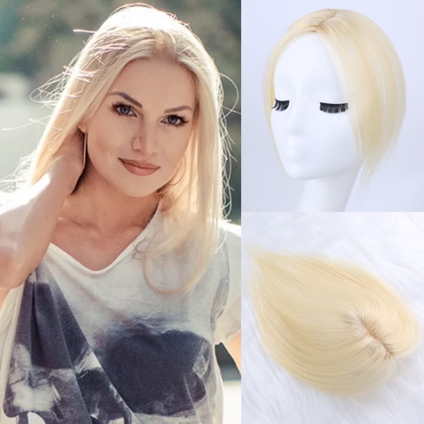Zhuge Postizos para el cabello para mujeres, postizos con clip en el flequillo, postizos de cabello humano color marrón moca, postizos para cabello fino, postizos para mujeres, color beige