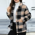 thumbnail image 5 of Makaor Womens Shacket Jackets Fleece Pockets Collared Coat Plaid Button Long Sleeve Outerwear Fall Winter Clothes, 5 of 8
