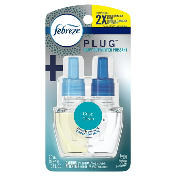 Febreze Plug Air Freshener Scented Oil Refill, Crisp Clean, 1 count