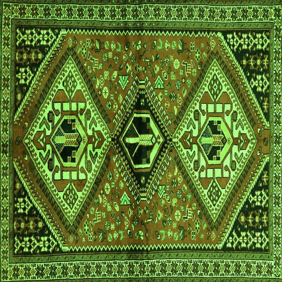 Ahgly Company Indoor Square Persian Green Traditional Area Rugs, 3' Square
