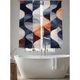 thumbnail image 5 of Navy Blue Burnt Orange Sheer Curtains 63 Inch Length 2 Panels Set, Geometric Retro Abstract Voile Window Treatment Rod Pocket Curtains Sheers Drapes for Bedroom/Living Room/Kitchen 52x"63"x2, 5 of 7