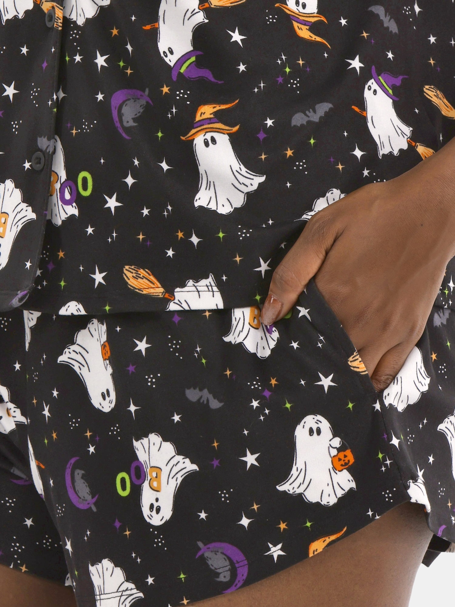Halloween Women’s Printed Notched Top and Shorts Pajama Set from Way to Celebrate, 2-Piece, Sizes XS-3X