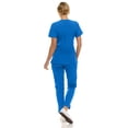 thumbnail image 2 of Saint Scrubs Women’s Premium 9-Pocket Scrub Set – Modern Fit Soft V-Neck Top & Tapered Straight-Leg Medical Scrub Pants, Royal, Medium, 2 of 4