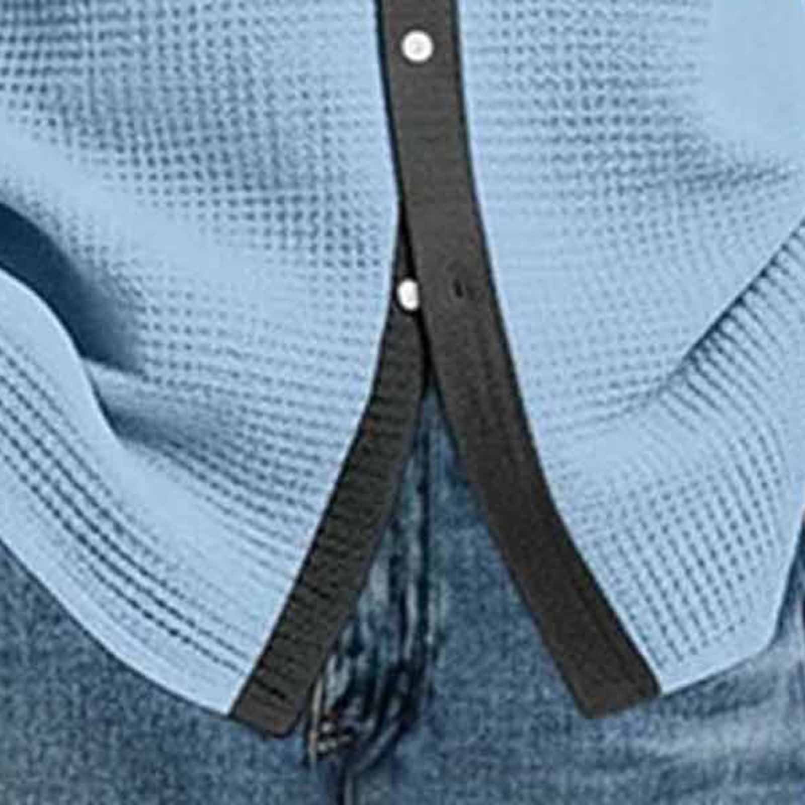 Long Sleeve Shirts for Men, Men's Button Down Waffle Textured Shirt Casual Long Sleeve Lapel Neck Wrinkle Free Untucked Shirts Fashion Clothes