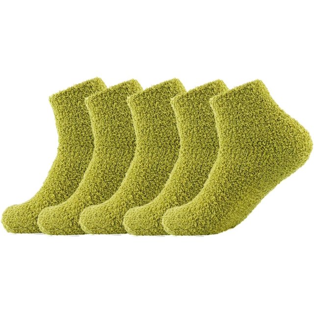 LinYooLi 5 Pairs Womens Fuzzy Socks Soft Winter Warm Solid Socks for Ladies