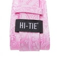 thumbnail image 4 of Hi-Tie Men Pink Paisley Tie Pocket Square Sets Jaquard Silk Necktie Cufflinks Set for Wedding Party, 4 of 6