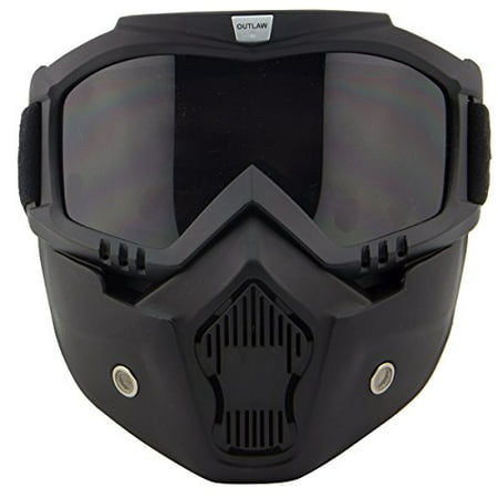 Outlaw 50 Nemesis Vintage Face Mask with Detachable Motorcycle Goggles and UV