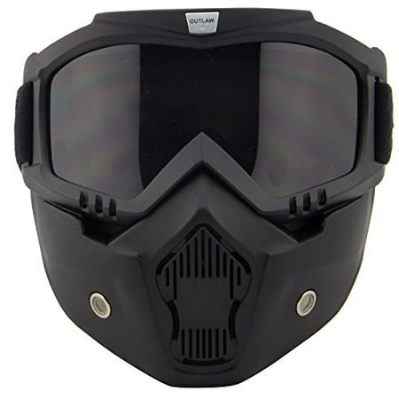Kids Motorcycle Goggles - Outlaw 50 Nemesis Vintage Face Mask with Detachable Motorcycle Goggles and UV 4