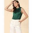 thumbnail image 3 of Blusa elegante Allegra K de satén sin mangas con lazo y cuello de pajarita para mujer Verde XL, 3 of 6