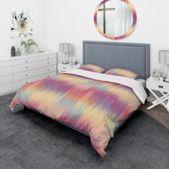 Designart 'Grunge Stripes Pattern in Colors' Modern Duvet Cover Set