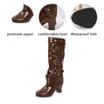 thumbnail image 3 of SACFOF Knee High Boots Women Fall Slouchy Fold Over Tall Boots Round Toe Chunky Heel Pleated Fold Over Knee High Boot, 3 of 6