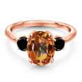 thumbnail image 3 of Gem Stone King 3.74 Ct Oval Ecstasy Mystic Topaz Black Diamond 18K Rose Gold Plated Silver Ring, 3 of 6