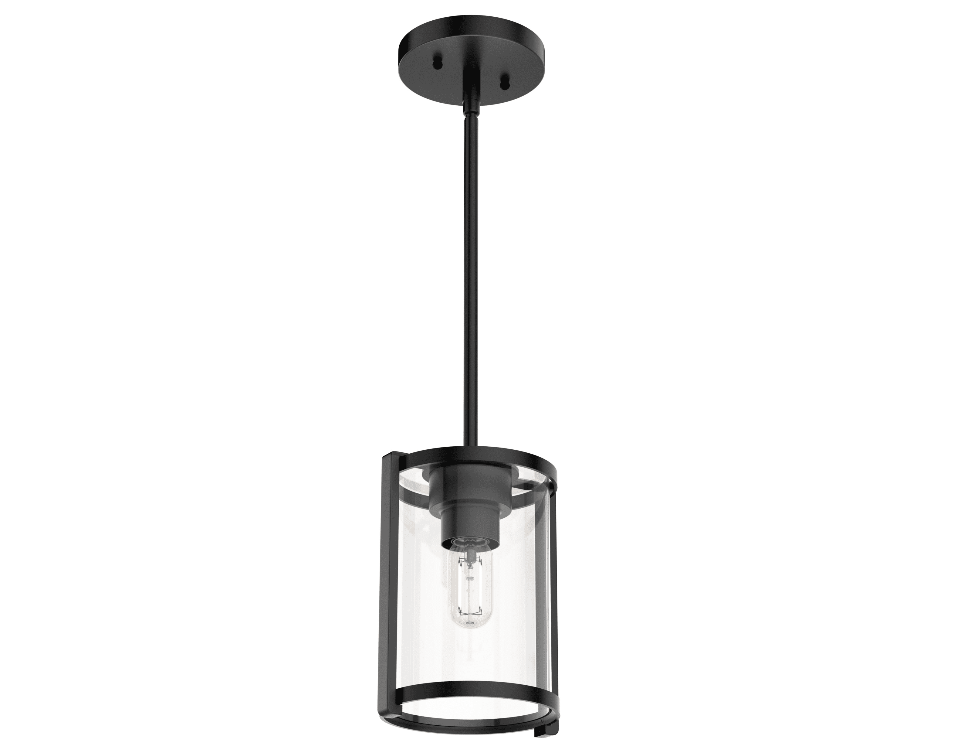 Hunter Astwood Collection Matte Black 1Light Cylinder Pendant
