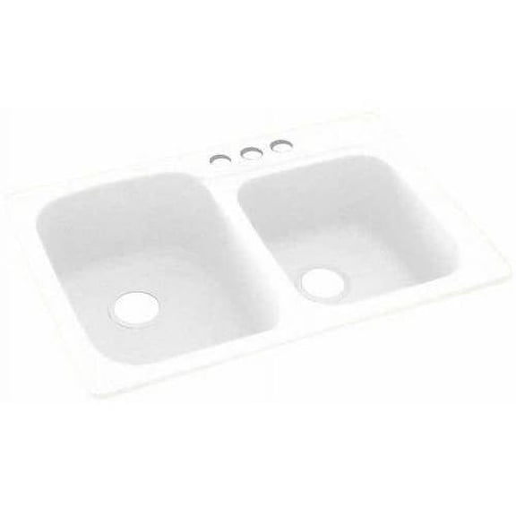 Swan Solid Surface Kitchen Sink (33" x 22") with 3 Faucet Holes
