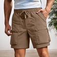 thumbnail image 3 of Cargo Shorts for Men Summer Casual Lightweight Elastic Waist Wide Straight Leg Loose Athletic Shorts with Pockets, 3 of 5