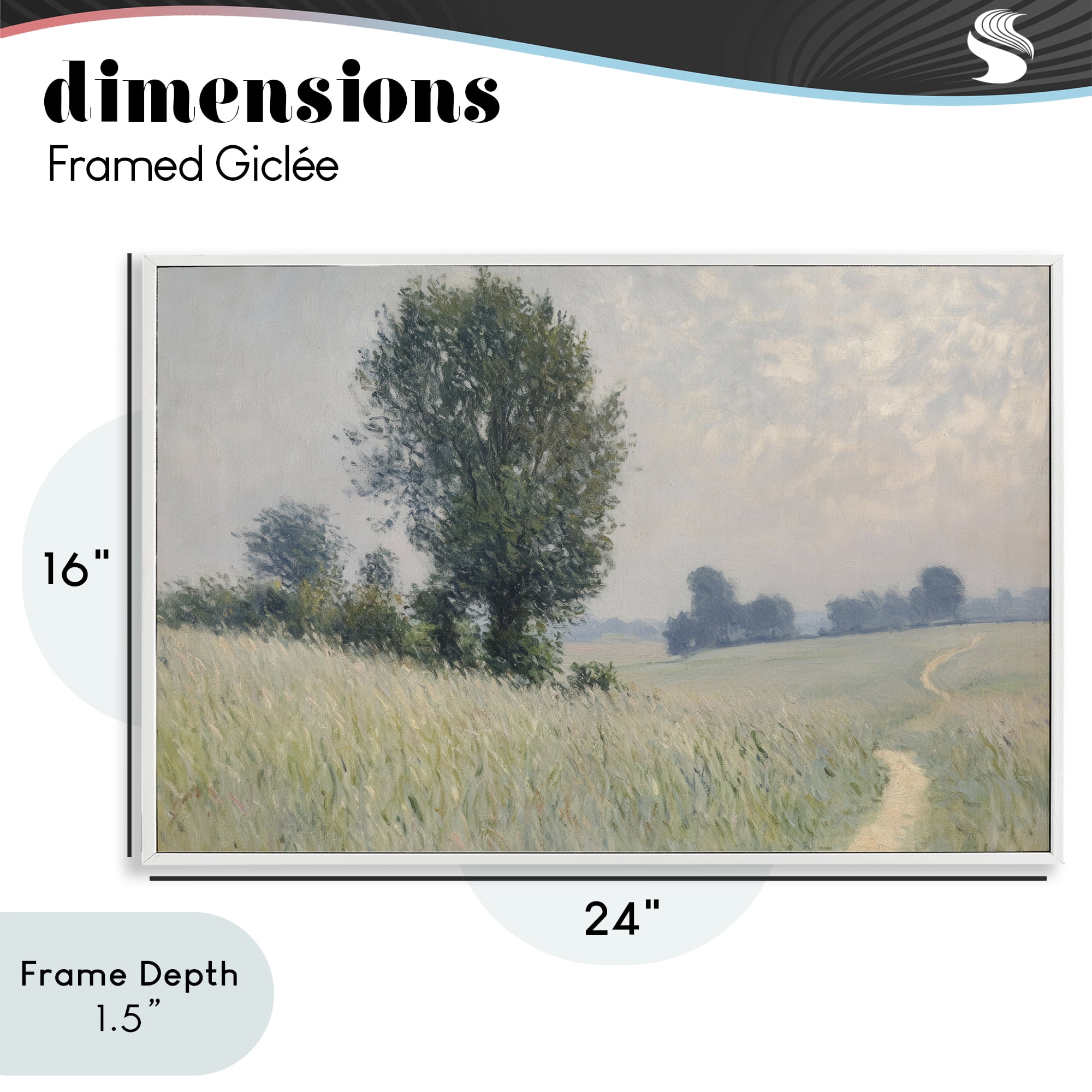 Stupell Industries Tall Grass Path Through Meadow White Framed Giclee Art, design by Petal Prints Design