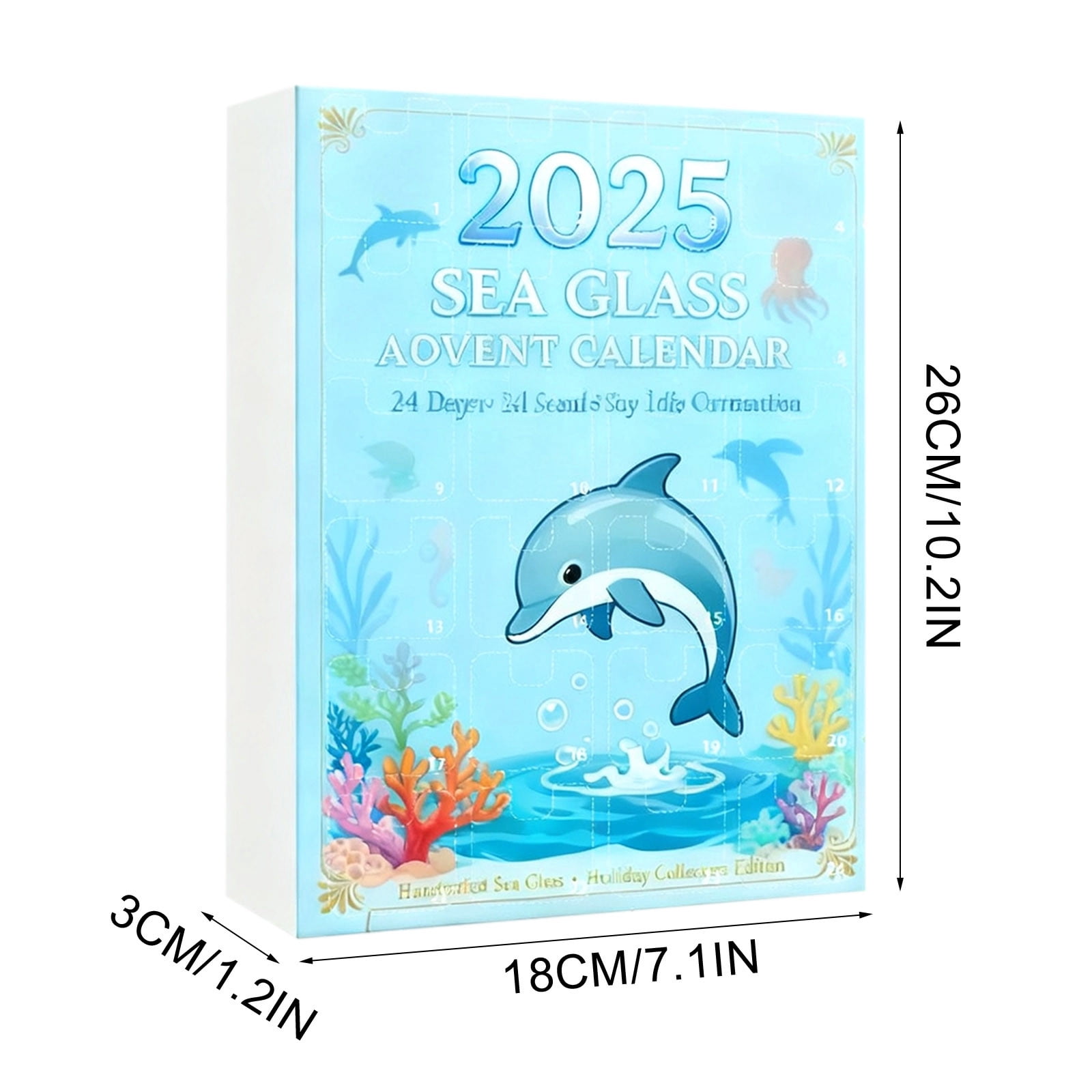 Lunxisen 1 Pcs Sea Glass Life Advent Calendar Christmas Countdown Calendar With Realistic Animals Decoration.