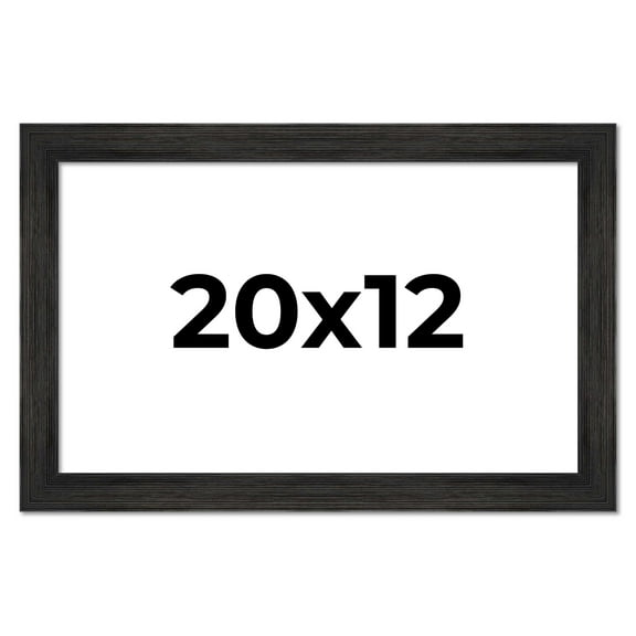 20x12 Distressed/Aged Black Complete Wood Picture Frame with UV Acrylic, Foam Board Backing, & Hardware