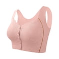 thumbnail image 2 of Bigersell Front Closure Bra for Older Women Daisy Bras Comfort Strap V-Neck Lace Push up Padded Bras No Underwire Womens Front Snap Closure Sports Bras Wire-Free Brassiere Pink L, 2 of 4