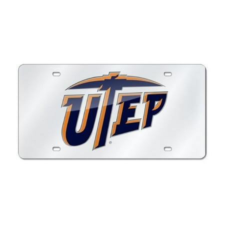 Stockdale Texas El Paso Miners UTEP Silver Premium Laser License Plate Tag University of