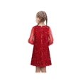 thumbnail image 4 of Girls Dress Red Sequin Mesh Sheer Long Sleeve Party Princess Wedding 8 Years, 4 of 6