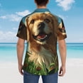 thumbnail image 4 of Sikiie Happy Dog In Flower Field Print Men's Hawaiian Shirt, Summer Beach Button Pocket Short Sleeve T-Shirt,Large, 4 of 7