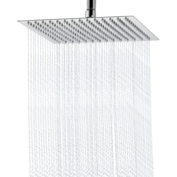 Rain Shower Head - 10 Inch High Pressure Shower Heads 304 Stainless Steel Ultra Thin Square Showerhead Pressure Boosting Design, Ceiling or Wall Mount
