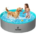 thumbnail image 1 of Piscina plegable para perros Sloosh de 122 x 30 cm, portátil, antideslizante, gris, 1 of 8