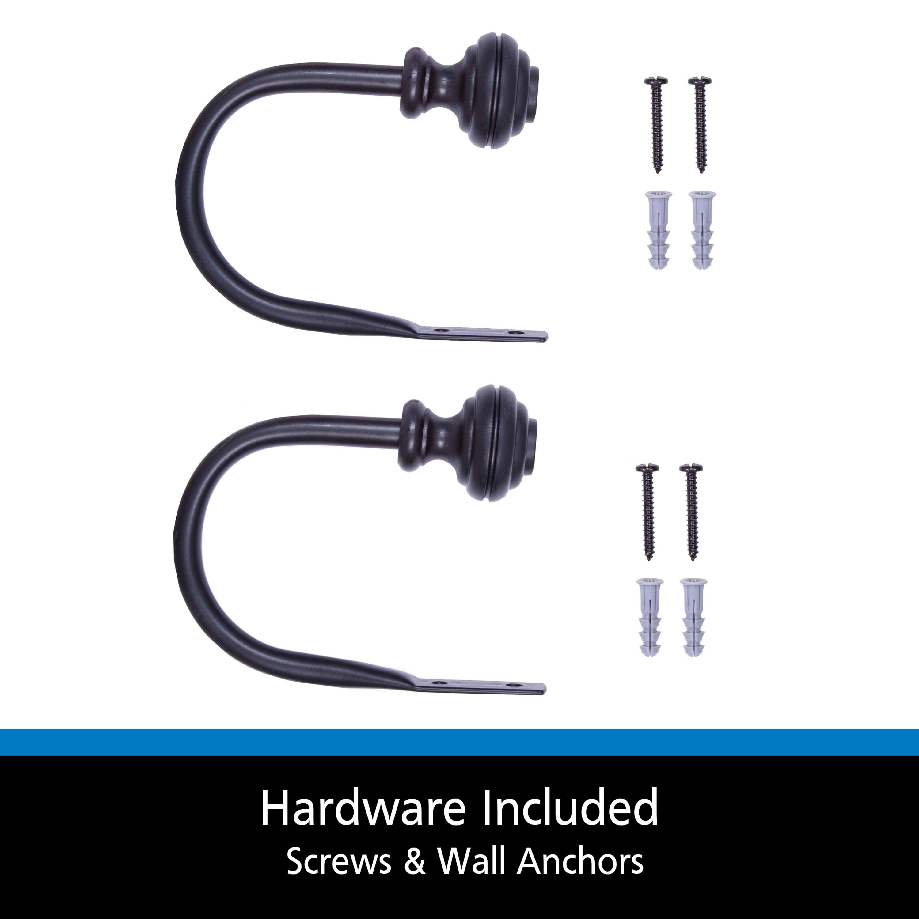 Mainstays Cedric Knob End Decorative Curtain Holdback Set, Black, Set of 2